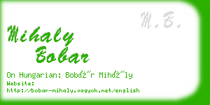mihaly bobar business card